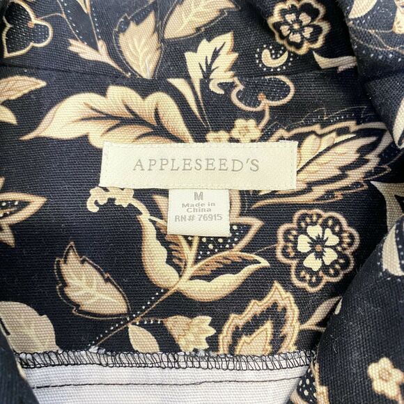 Appleseeds Women’s Tapestry Floral blazer bomber Jacket Button Brown denim M - Picture 7 of 12